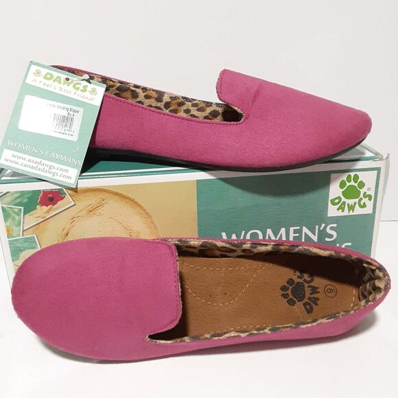 Caymans Smoking Slippers ~ Dawgs ~ Womens 8 ~ Hot Pink w/ Leopard Inner ~ NEW - Picture 3 of 6